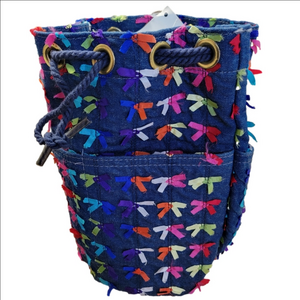Vintage Denim & Bows Bucket Bag Purse NWT